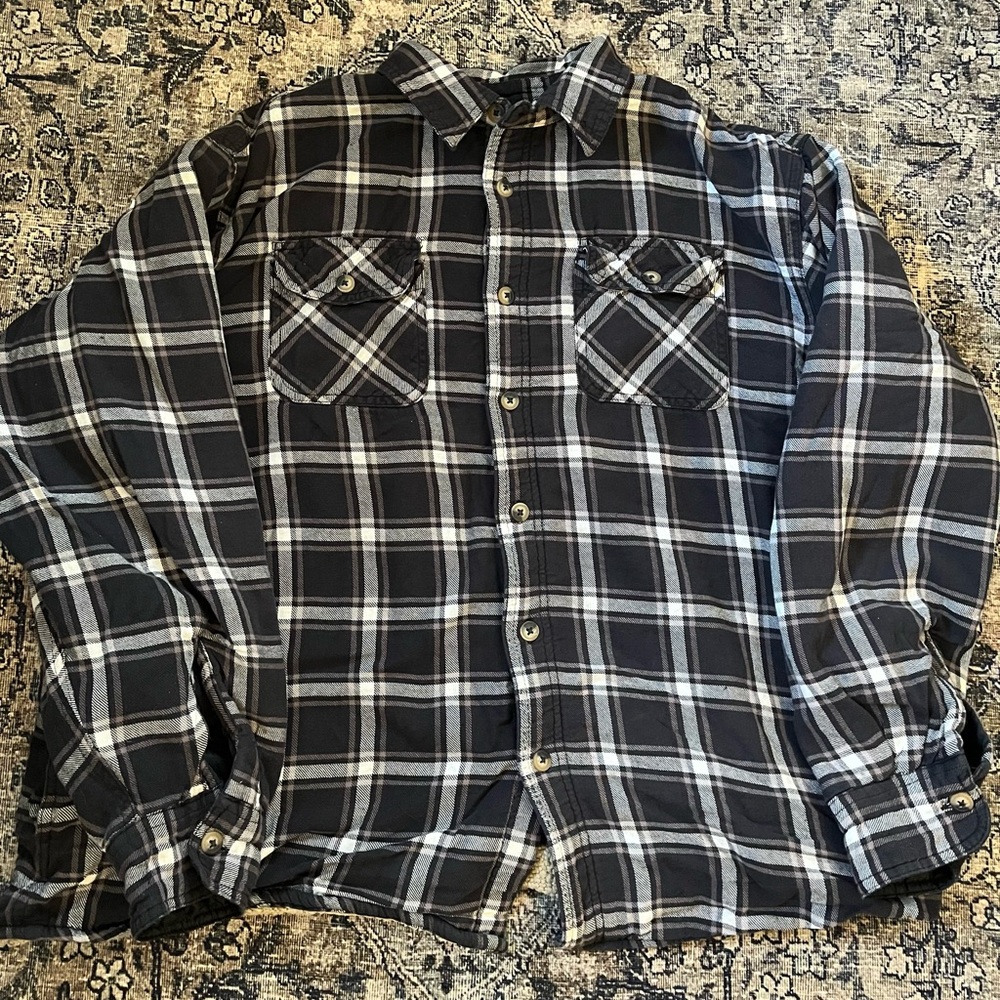Vintage Y2K Black and White Plaid Button-Up Jacket
